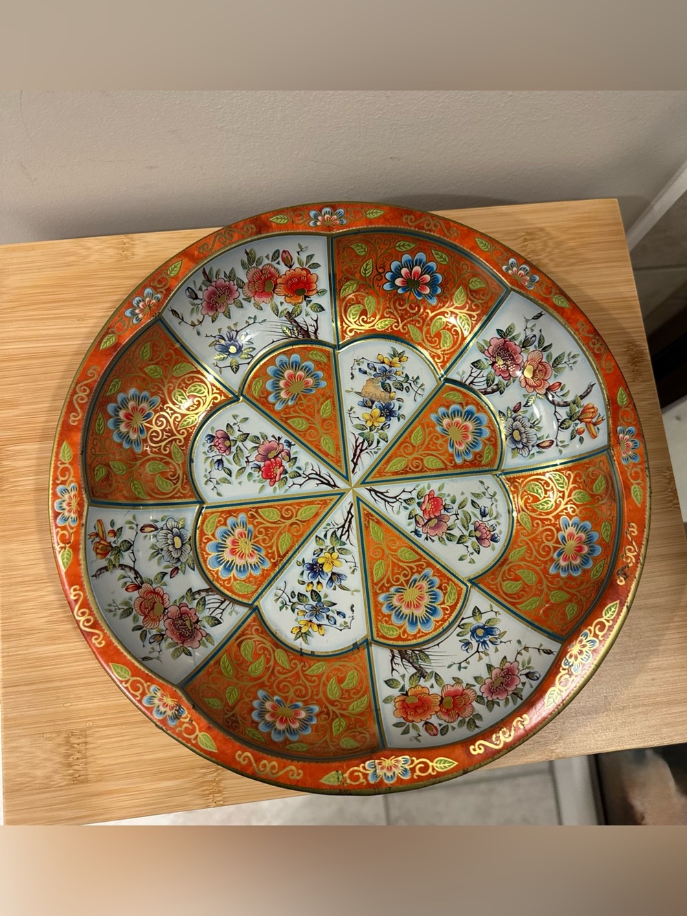 Vintage 1971 Daher Decorated Ware Tin Floral Bowl Tray Made in England
